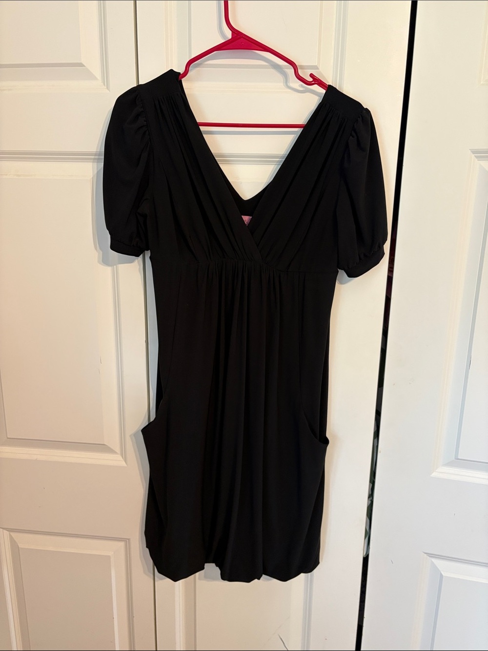 Eliza J Black V-Neck Mini Dress - Size 4